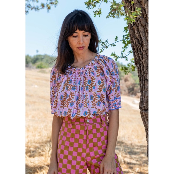 SZ BLOCKPRINTS Tracy Cotton Top - Camel Essa Size S - Picture 4 of 8